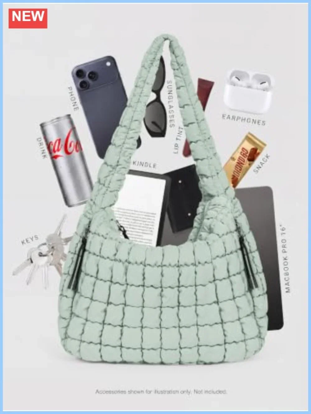 Quilted Carryall Tote Bag Women Crossbody Hobo Lightweight Padded Shoulder Bag